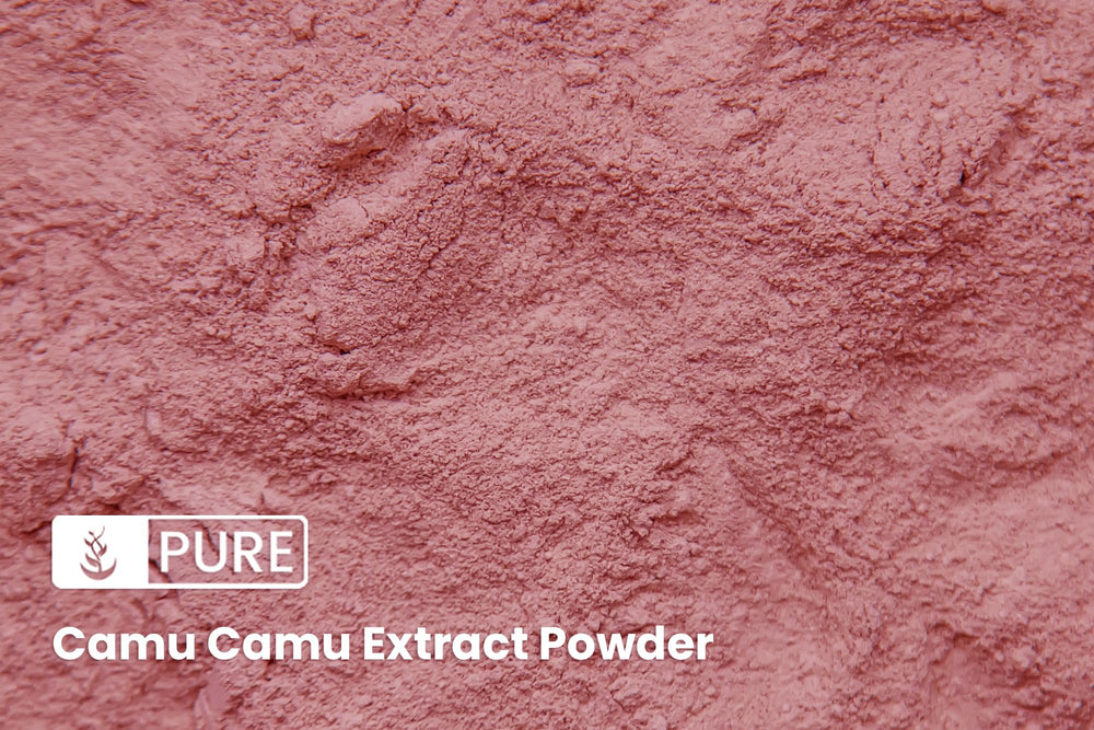 PURE ORIGINAL INGREDIENTS Camu Camu powder being poured highlights daily nutrition use