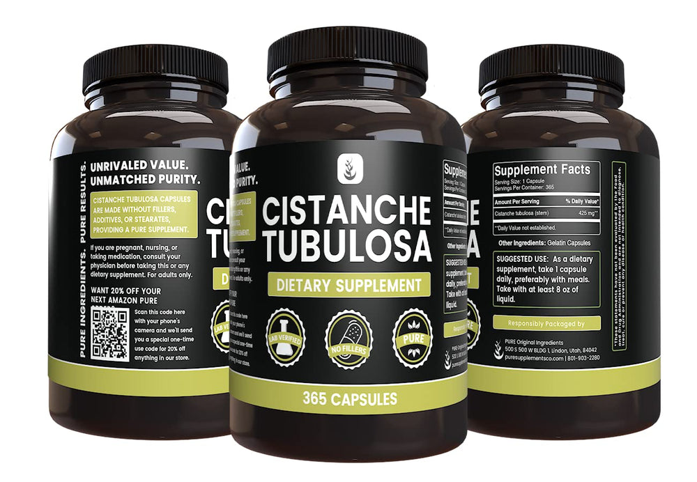 Pure Original Ingredients Cistanche Tubulosa capsules close-up reveal smooth texture