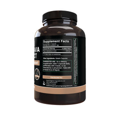 Kava Kava capsules bottle close-up emphasizing clean label and purity.