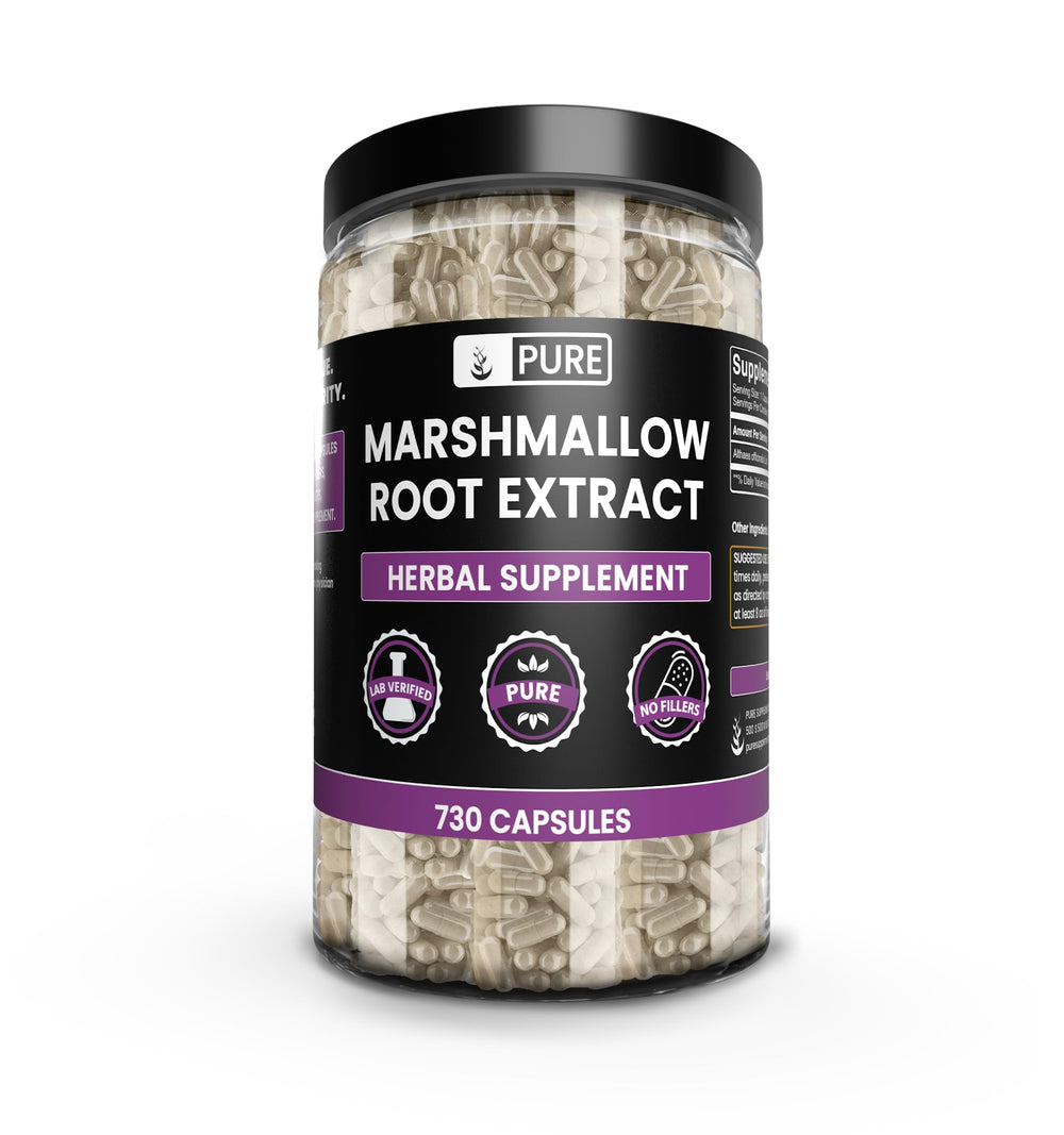 Pure Original Ingredients Marshmallow Root capsules hero image, pure daily supplement option.