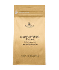 Pure Original Ingredients Mucuna Pruriens powder bag shows a pure, undiluted supplement for daily use.