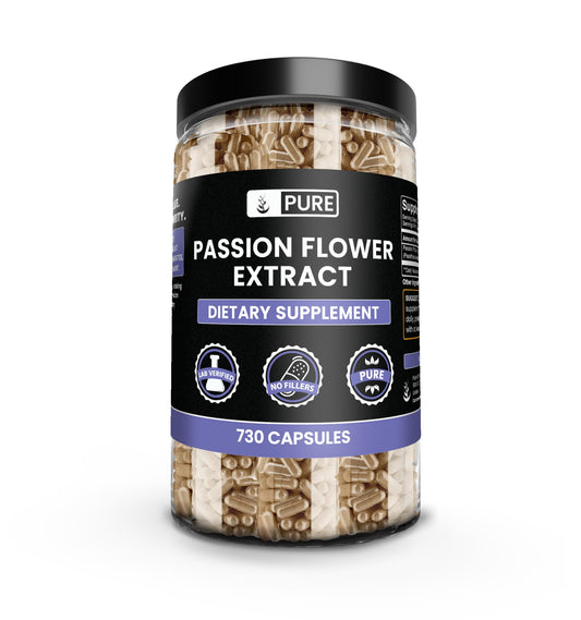 Pure Original Ingredients Passion Flower Extract capsules in bottle for daily use