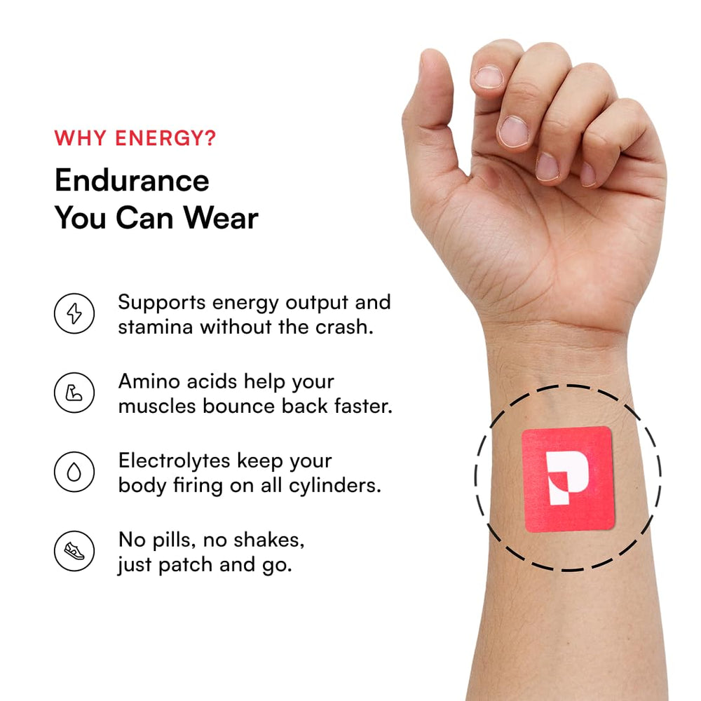 Caffeine-powered Pure Patch Energy Patch provides a gentle lift.