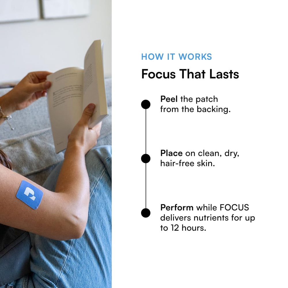 Pure Patch Focus Non-ingestible format for easy peel-and-apply use.