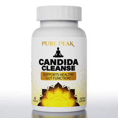 Pure Peak Candida Cleanse bottle front showing brand and capsule design for gut balance