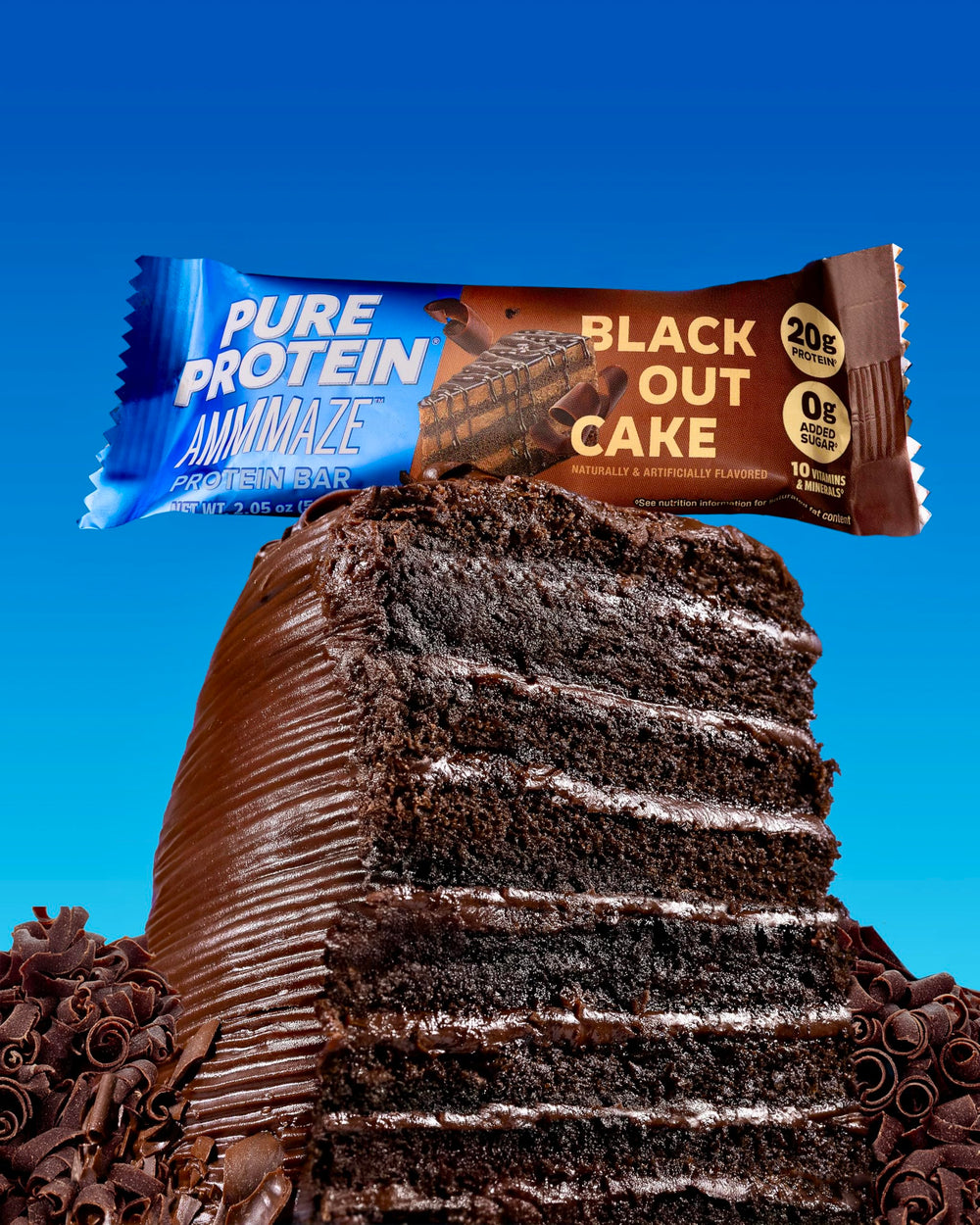 Individually wrapped AMMMAZE bar as a desk-friendly snack option.