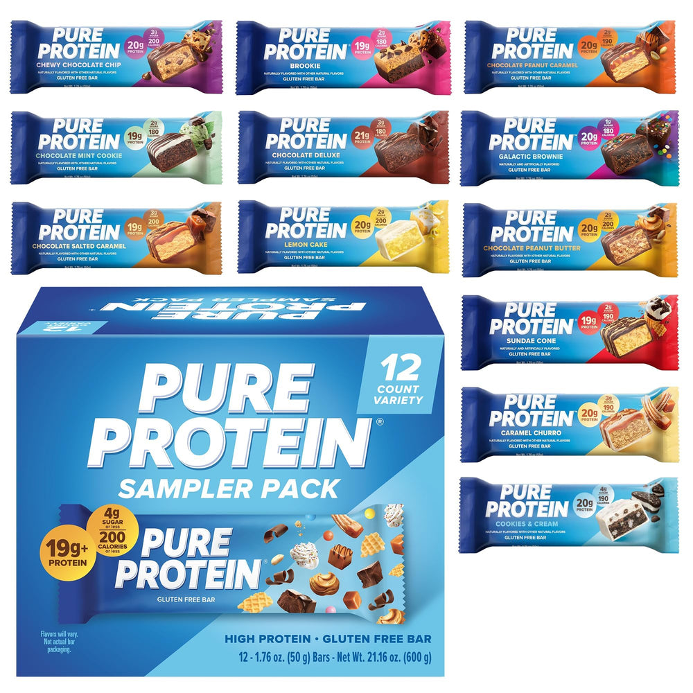 Pure Protein Galactic Brownie Bar pack front highlights a high-protein snack for workouts.