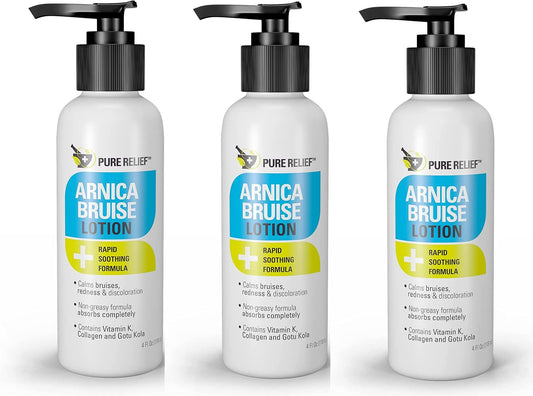 Pure Relief Arnica bottle pour shows easy bruise relief application