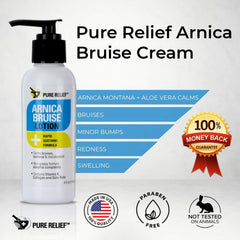 Pure Relief Arnica safety label emphasizes quality and skin-friendly formula
