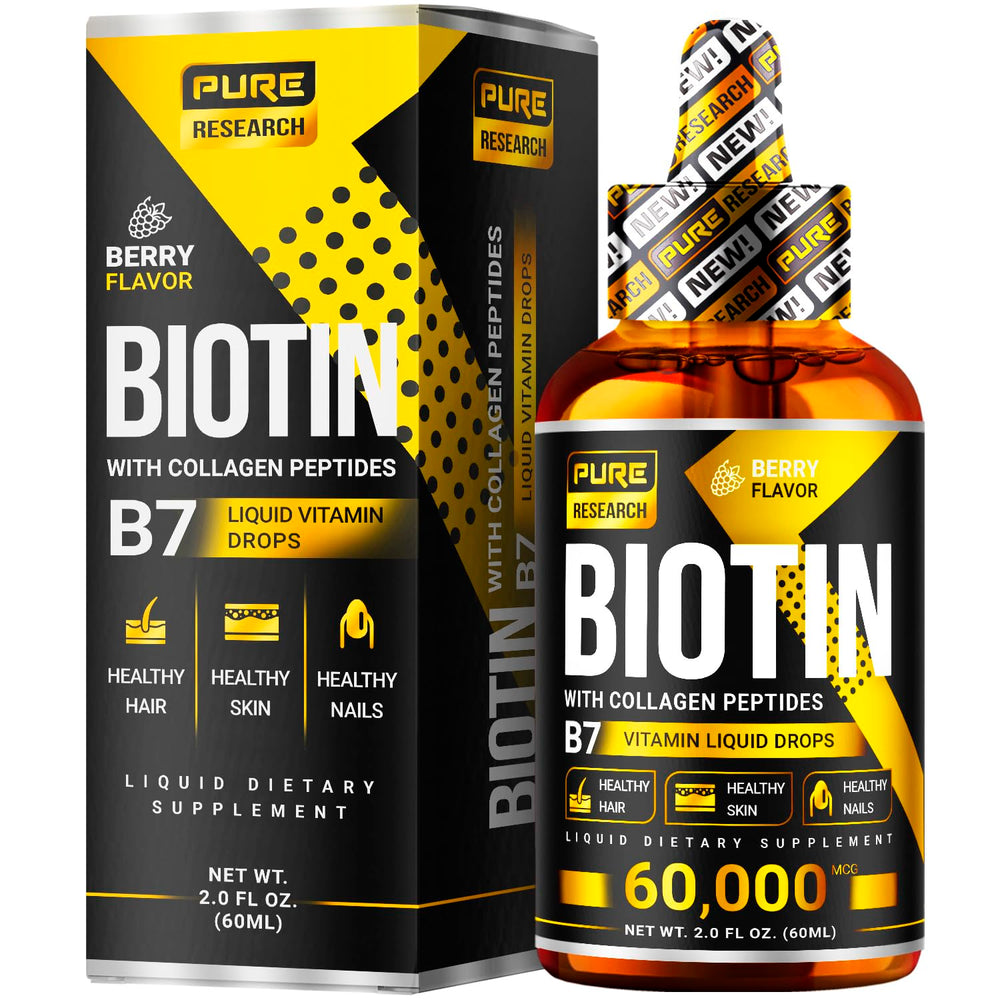 Pure Research Biotin & Collagen on vanity for healthy hair skin nails