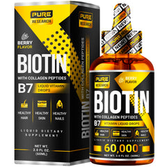 Pure Research Biotin & Collagen on vanity for healthy hair skin nails