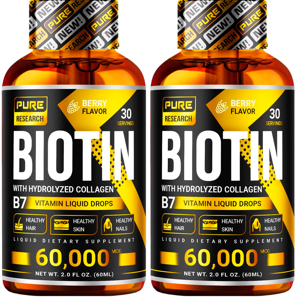 Pure Research Biotin & Collagen bottle with pour spout for easy daily drops