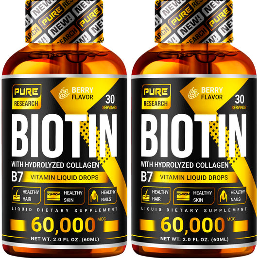 Pure Research Biotin & Collagen bottle with pour spout for easy daily drops