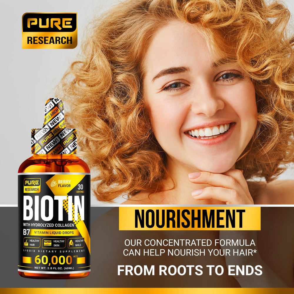 Pure Research Biotin & Collagen daily-use bottle for hair and nails support