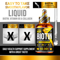 Pure Research Biotin & Collagen dropper delivering precise liquid drops