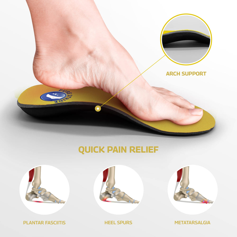 Pure Stride Bold orthotics heel cushion relieves heel pressure during walking.