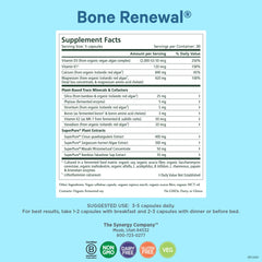Pure Synergy Bone Renewal capsules close-up emphasizing bioavailable minerals and plant-based formula