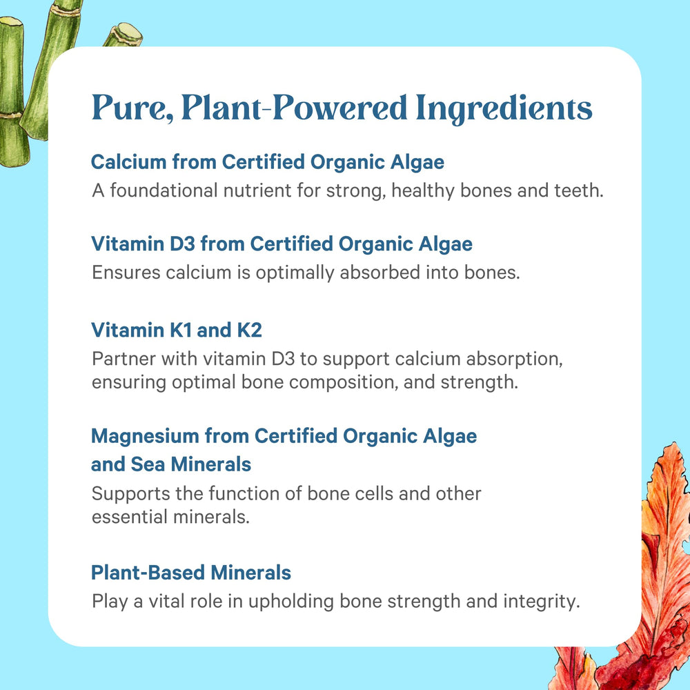 Pure Synergy Bone Renewal daily-use illustration suggesting two capsules with meals