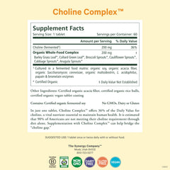Close-up of PURE SYNERGY tablets highlighting vegan, non-GMO choline source.