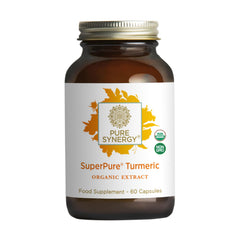 Pure Synergy organic turmeric with triple-extracted phytonutrients for bioavailability.