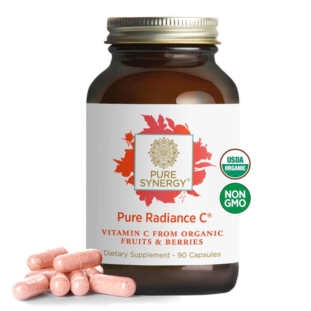 Pure Synergy Pure Radiance C bottle front promotes daily immune support with whole-food vitamin C.
