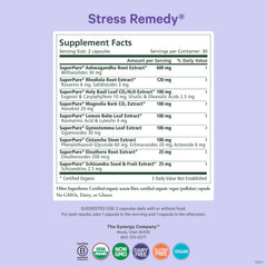 Pure Synergy Stress Remedy capsules close-up for daily stress support.