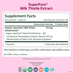 Front view of PURE SYNERGY SuperPure bottle with organic milk thistle extract for liver health.