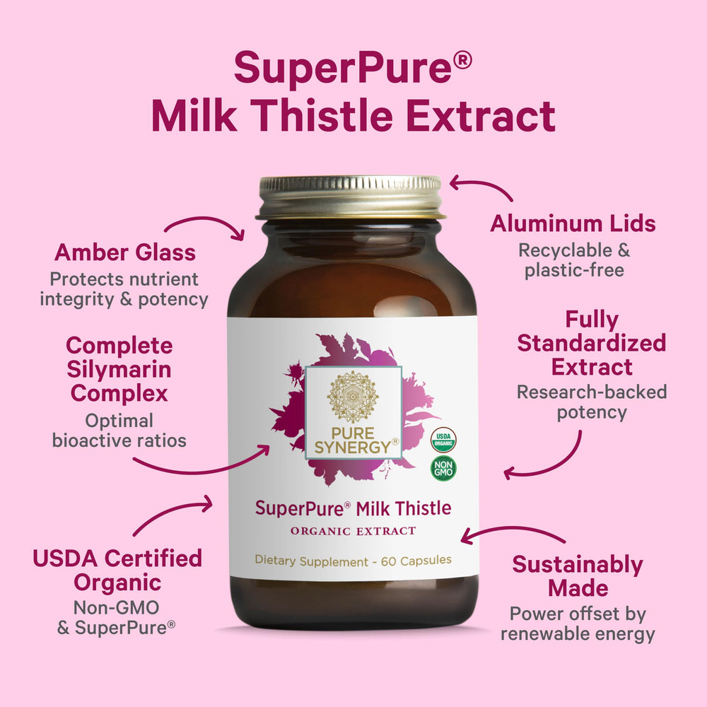 PURE SYNERGY SuperPure bottle pouring capsules for convenient daily use.