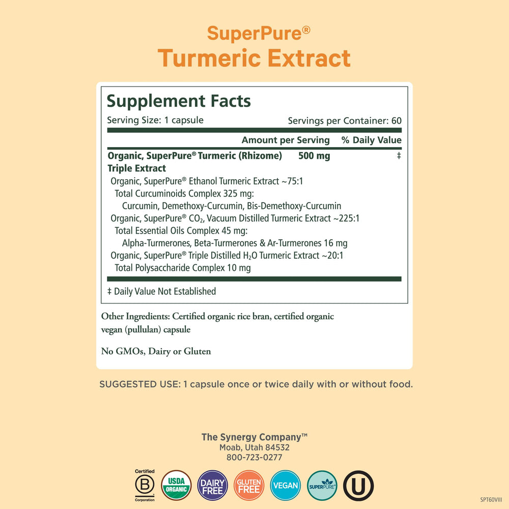 Pure Synergy SuperPure capsules close-up for convenient daily supplementation.