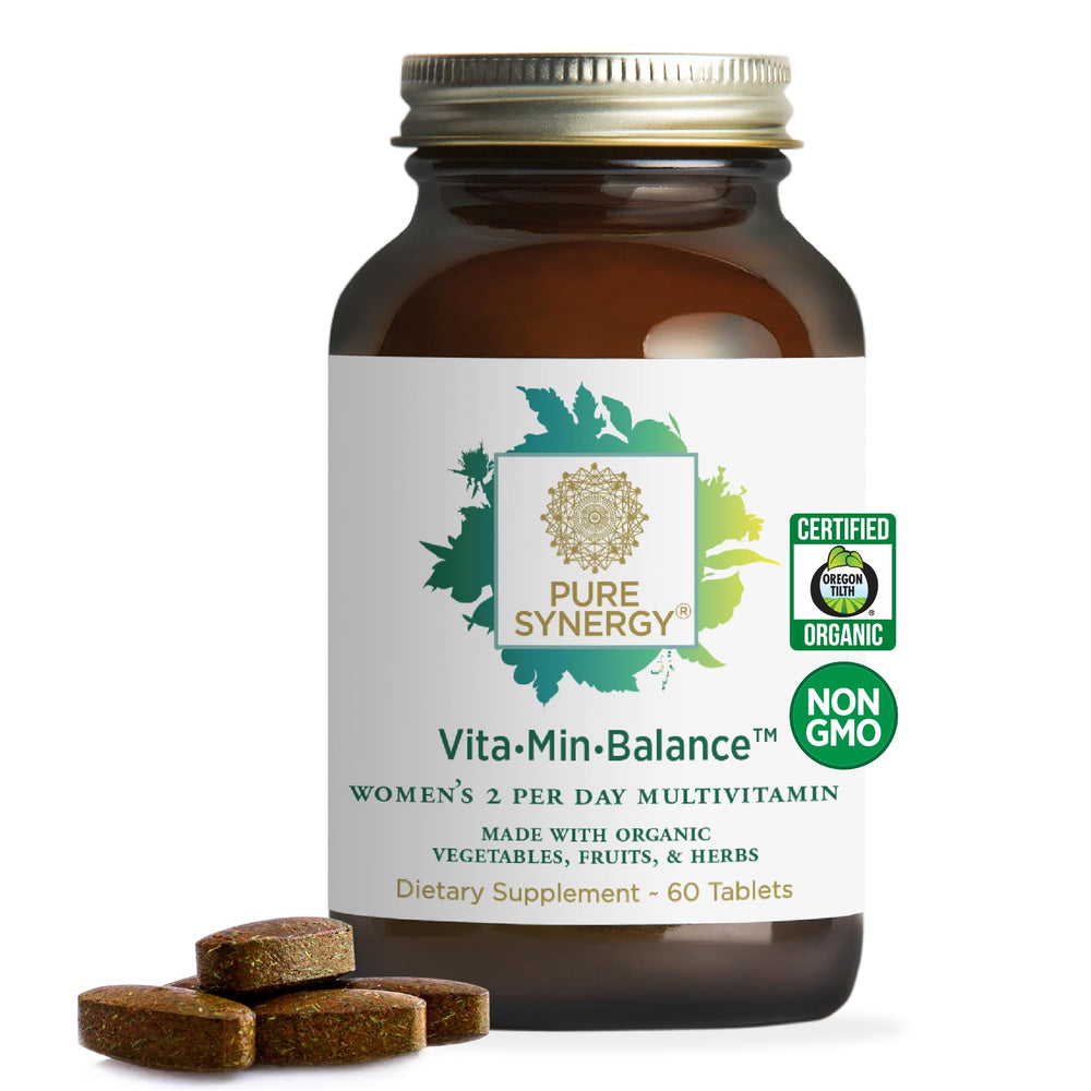 PURE SYNERGY Vita·Min·Balance bottle for daily energy support.