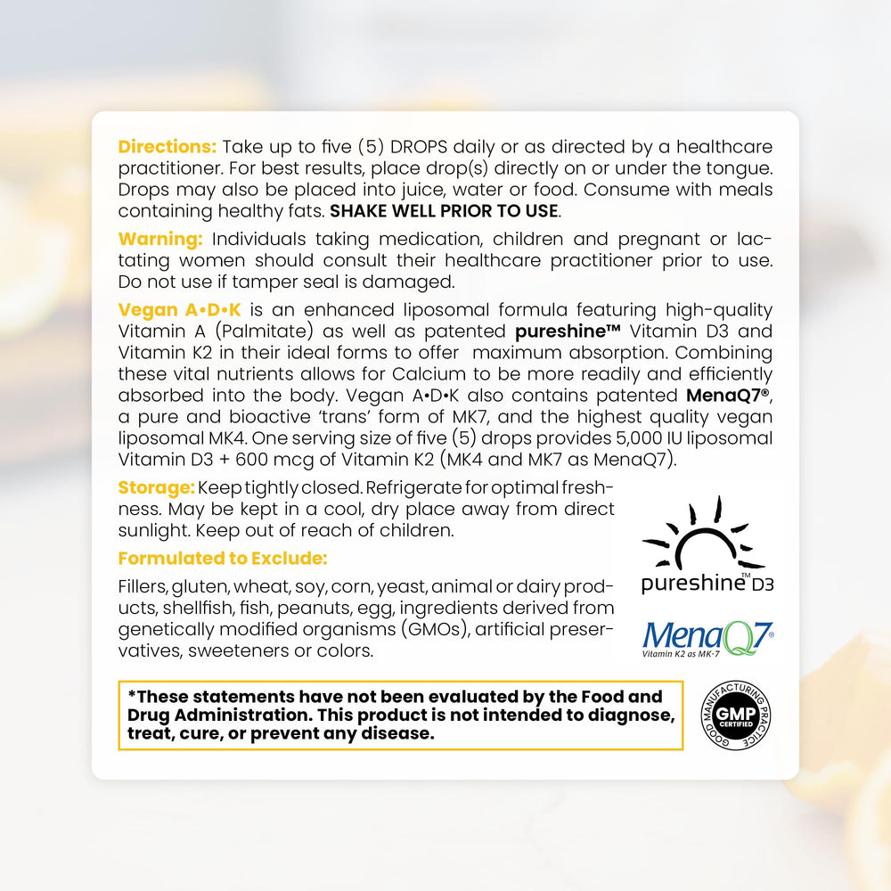 Pure Therapro Rx label close-up emphasizes vegan D3 and K2 ingredients.