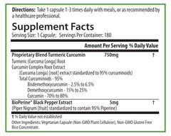 PURE Turmeric Curcumin Made in USA label signaling quality and value.