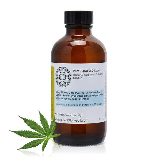 PureC60OliveOil C60 hemp seed oil in an amber bottle for premium storage and cooking