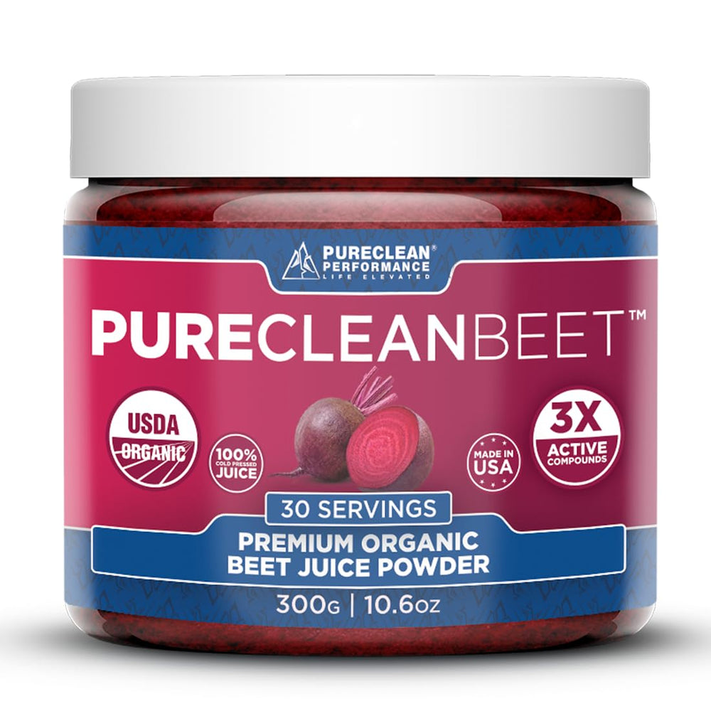 PureClean Beet Premium bottle pour demonstrates easy daily use and ongoing nitric oxide support.