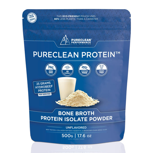 PureClean Protein packshot with beef and collagen isolate powder for muscle support
