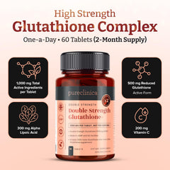 PureClinica Glutathione packaging back with ingredient details