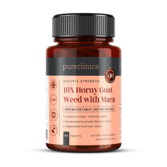 PureClinica Horny Goat Weed 3750mg tablet for potential daily energy support.