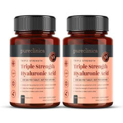 Pureclinica Hyaluronic Acid 300mg bottle front with triple strength formula