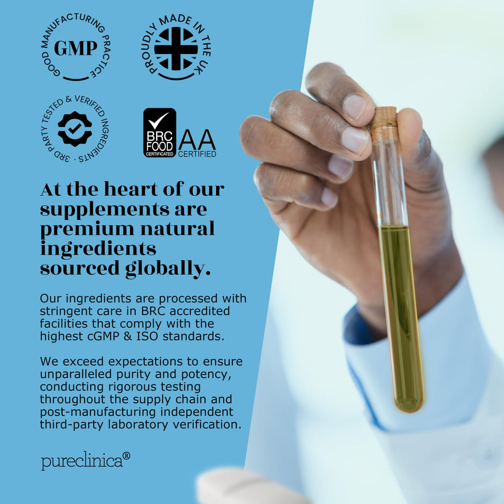 Pureclinica packaging detail close-up focuses on product quality and safety
