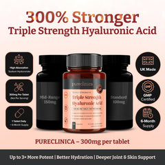 PureClinica triple-strength packaging highlights six-month supply and convenient long-term intake.