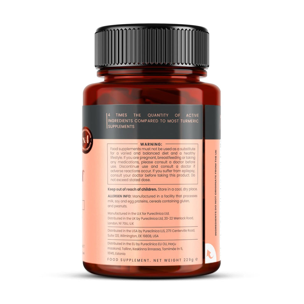 PureClinica turmeric six-month supply bottle displayed for consistent use