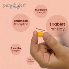 PureClinica bottle with supplement facts and certifications