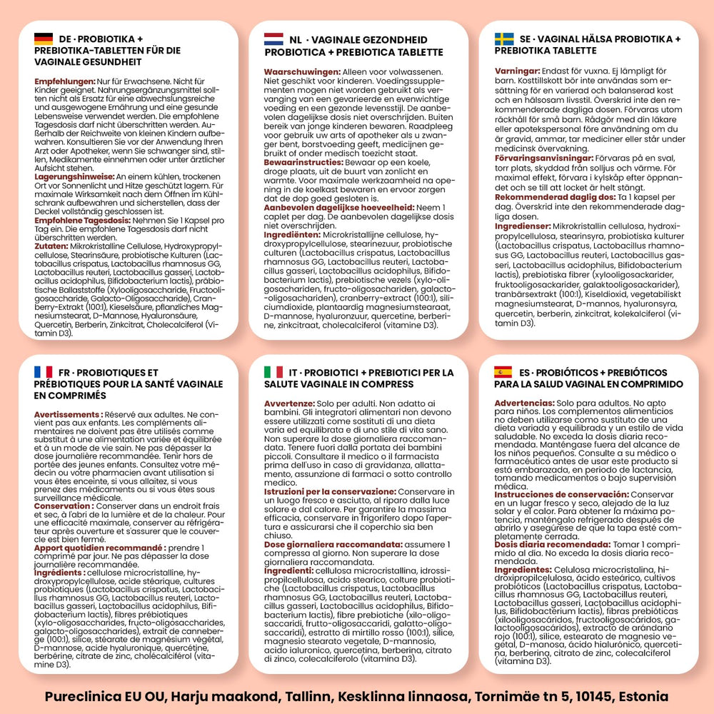PureClinica Veev Intimate Flora ingredient graphic highlighting prebiotics and probiotics