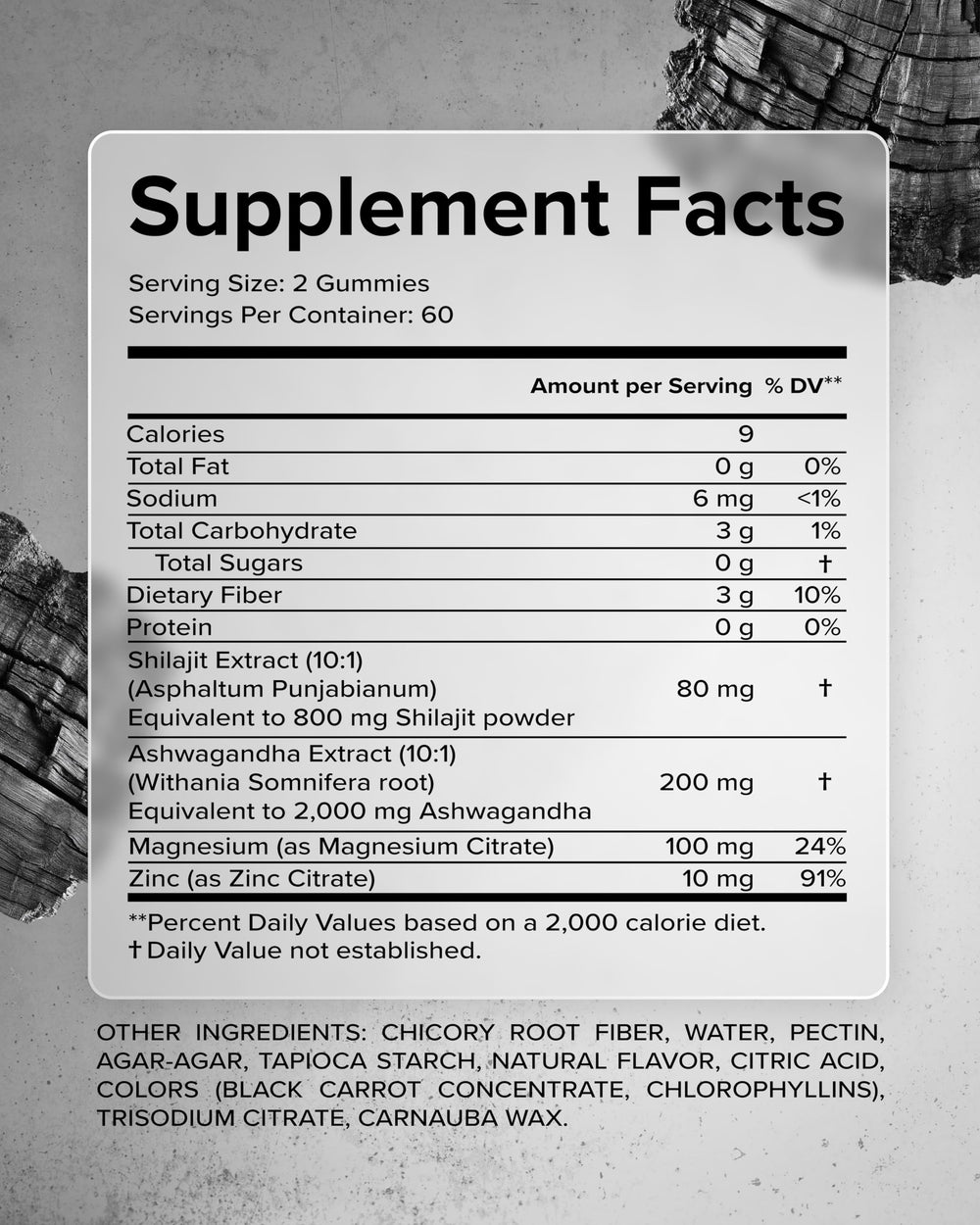 PURECRAFT Himalayan Shilajit Gummies closeup highlights soft chewy texture and minerals.