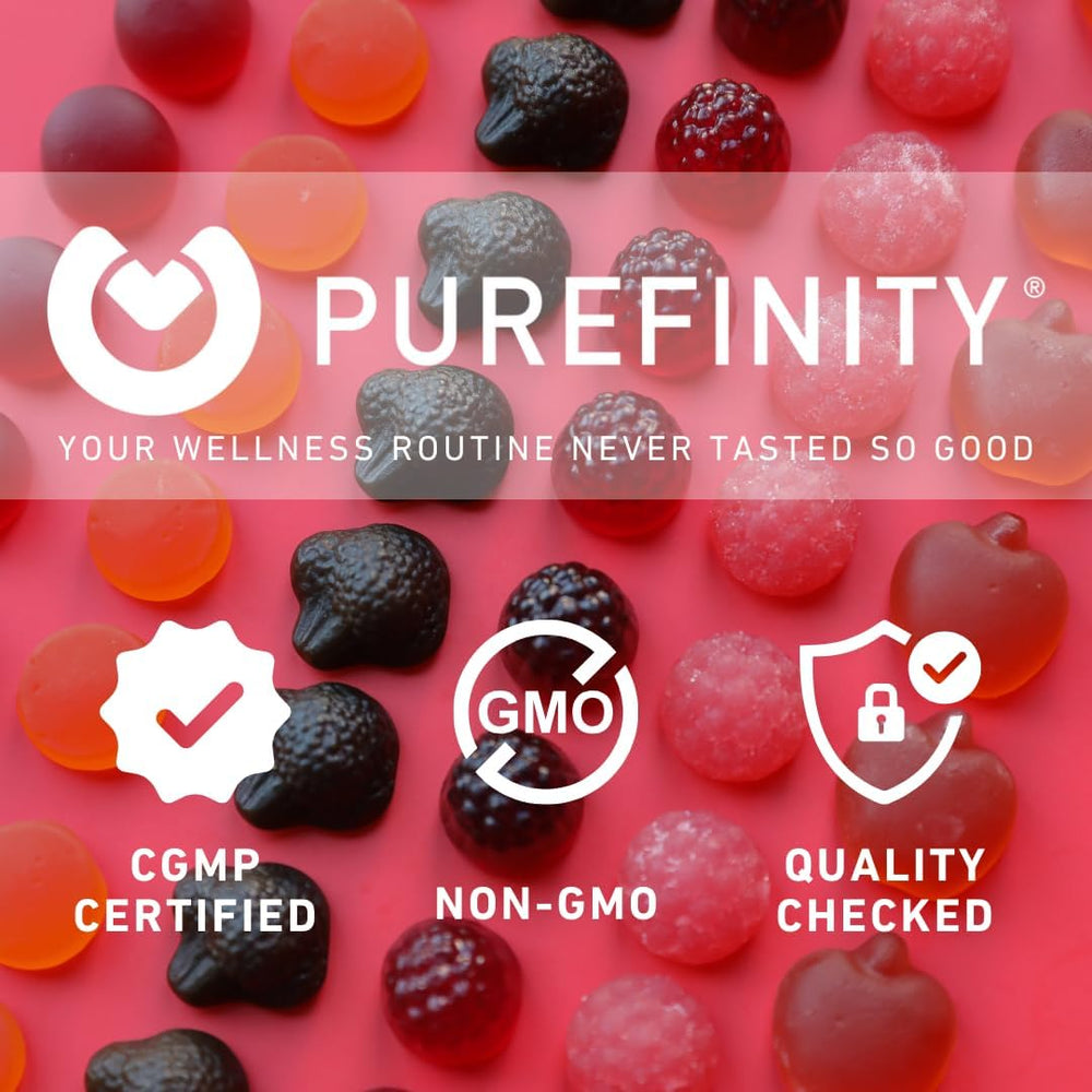 PUREFINITY Tart Cherry Gummies manufacturing; GMP-certified facility ensures quality