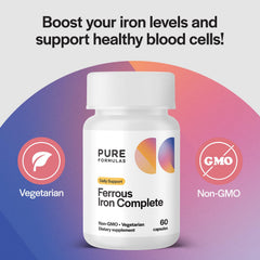PureFormulas Ferrous Iron Complete capsules ready for daily use.