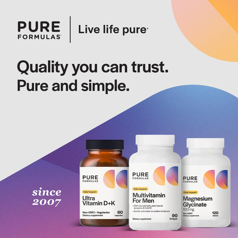 PureFormulas Multivitamin for Men packaging box, ideal for shelf display and quick grab.