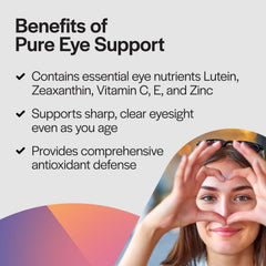 PureFormulas Pure Eye Support box packaging highlighting antioxidant vitamins.