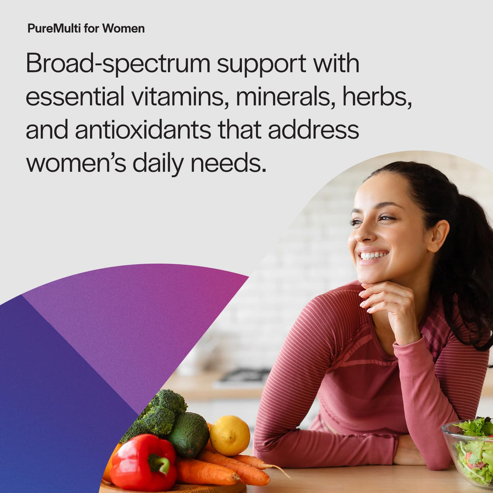 PureFormulas PureMulti for Women placed with daily routine for consistency.