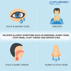 Puregen Labs Allergy Relief 3-pack boxes for bulk seasonal use.